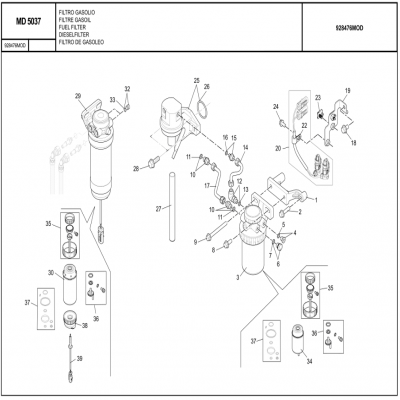 MANITOU MHT-X 790曼尼通礦用叉車(chē) 約翰迪爾4045HMC85發(fā)動(dòng)機(jī)- 燃油濾清器